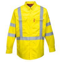 Yellow Hi-Vis Static/Flame Resistant Long Sleeve Shirts - Portwest UK