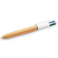 4 Colours ballpoint pen, frosty gold textured, pack of 12 - BIC