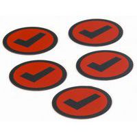 Set of five red magnets with tick icon - Smit Visual