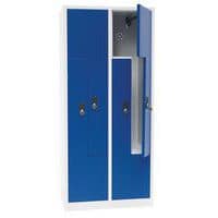 Metal locker with L-shaped door - 2 to 6 compartments, width 200 mm - On base - Manutan