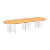 2 half-oval tables + 1 extension table with beech top and cross base