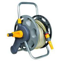 Compact 2-in-1 portable or wall-mounted hose reel with hose, dia. 12.5 mm x 25 m - Hozelock