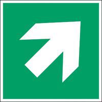 Square emergency and evacuation sign - Directional arrow in the top right-hand corner - Photoluminescent and r