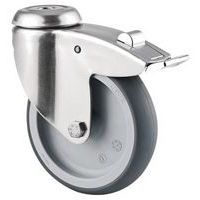 Swivel castor with bolt hole and brake - Capacity 80 kg