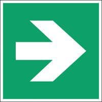 Square emergency and evacuation sign - Right directional arrow - Rigid