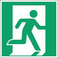 Square emergency and evacuation sign - Emergency exit to the right - Photoluminescent and rigid