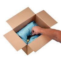 3 - When the foam begins to expand, position the item to be packed in the centre of the cushion.