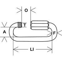 A = Internal widthF = Section ØLI = Internal lengthO = OpeningØT = Thread Ø