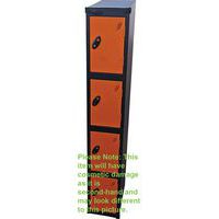 Used Orange/Black 4 Door Antibac Locker - 1930x305x460mm - Probe