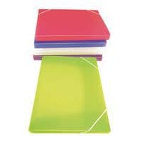 High-capacity elasticated folder with 3 flaps - Assorted colours - Set of 5