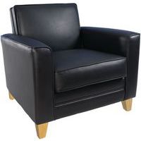 Low-Backed Square Leather Armchair - Black - Reception Chairs - Teknik