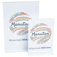 Straight T-shaped transparent table display stand - Manutan Expert