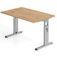 Knotty oak desk 120 cm aluminium base - Minos range