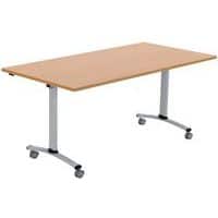 Mobile table with a folding rectangular top - Beech