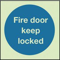 Fire Door Keep Locked - Photoluminescent Sign