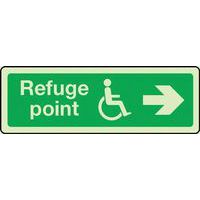 Disabled Refuge Point Photoluminescent Sign - Arrow Right