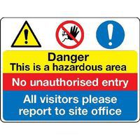 Danger Hazardous Area Sign for Industrial Safety & Warnings