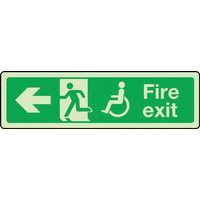 Disabled Fire exit Photoluminescent Sign - Arrow Left