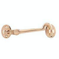 Heavy Silent Cabin Hook & Eye - 100mm - Durable Polished Brass