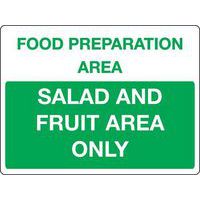 Food Preparation Area Salad & Fruit - Sign