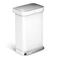 45L White Rectangular Pedal Bin