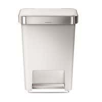 45L White Plastic Pedal Bin