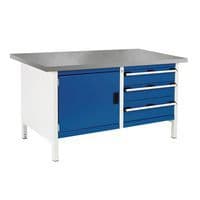 Bott Cubio Heavy Duty Workbench With Lino Top Shelf and Cabinet 840x1500x750mm