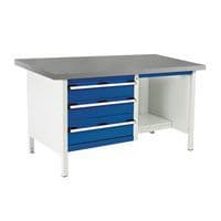 Bott Cubio Heavy Duty Workbench With Lino Top Shelves & Drawers 840x1500x750mm