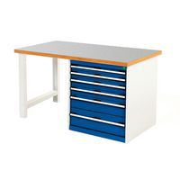 Bott Cubio 6 Drawer Heavy Duty Workbench With Lino Worktop HxWxD 840x1500x750mm