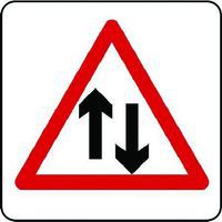 2-Way Traffic Straight Ahead Aluminium - Sign