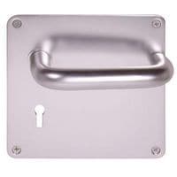 Return to Door Handle Square Plate Aluminium Keyhole Lock Set 20mm