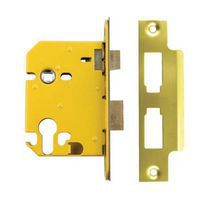 Altro Euro Profile Sashlock - 65mm Case - 44mm Backset - PVD Brass