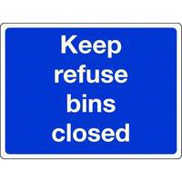 Keep Refuse Bins Closed Sign for Public Spaces and Cleanliness