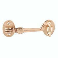 Heavy Silent Cabin Hook & Eye - 75mm - Polished Brass