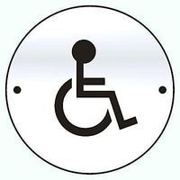 Disabled Toilet Door Sign - 75mm - Satin Aluminium