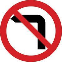 No Left Turn - Class 2 Sign