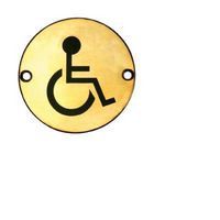 Disabled Toilet Door Sign - 75mm - Polished Brass