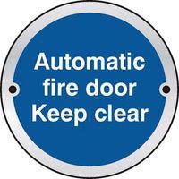 Automatic Fire Door Keep Clear - 75mm - Polished Stainless Steel