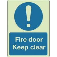 Fire Door Keep Clear - Photoluminesent Sign