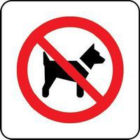 No Dogs Pictorial Sign for Public Spaces and Regulations