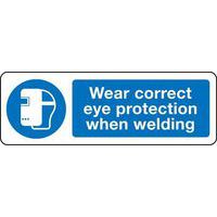 Wear correct eye protection when welding Sign