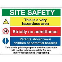 Site Safety - Hazardous Area Sign for Industrial Safety and Warnings