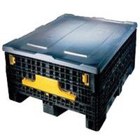 Plastic folding pallet box with lid