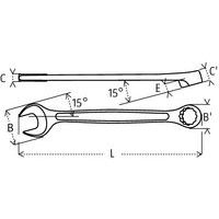 B/B': head Ø C: fork thickness C': head height E: slope L: length