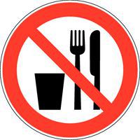 Prohibition sign - No eating or drinking - Adhesive