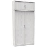 tall white cabinet with top unit