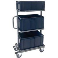 Steel Trolley & 3 Euro Containers - Heavy Duty 200kg Load - Manutan Expert