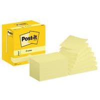 Post-it® Z-Notes, 76 x 127 mm, 12 yellow pads