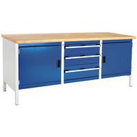 Bott Cubio Heavy Duty Workbench with 3 Drawers & 2 Cupboards