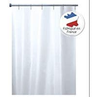 Plain polyester shower curtain with rings - White - Arvix